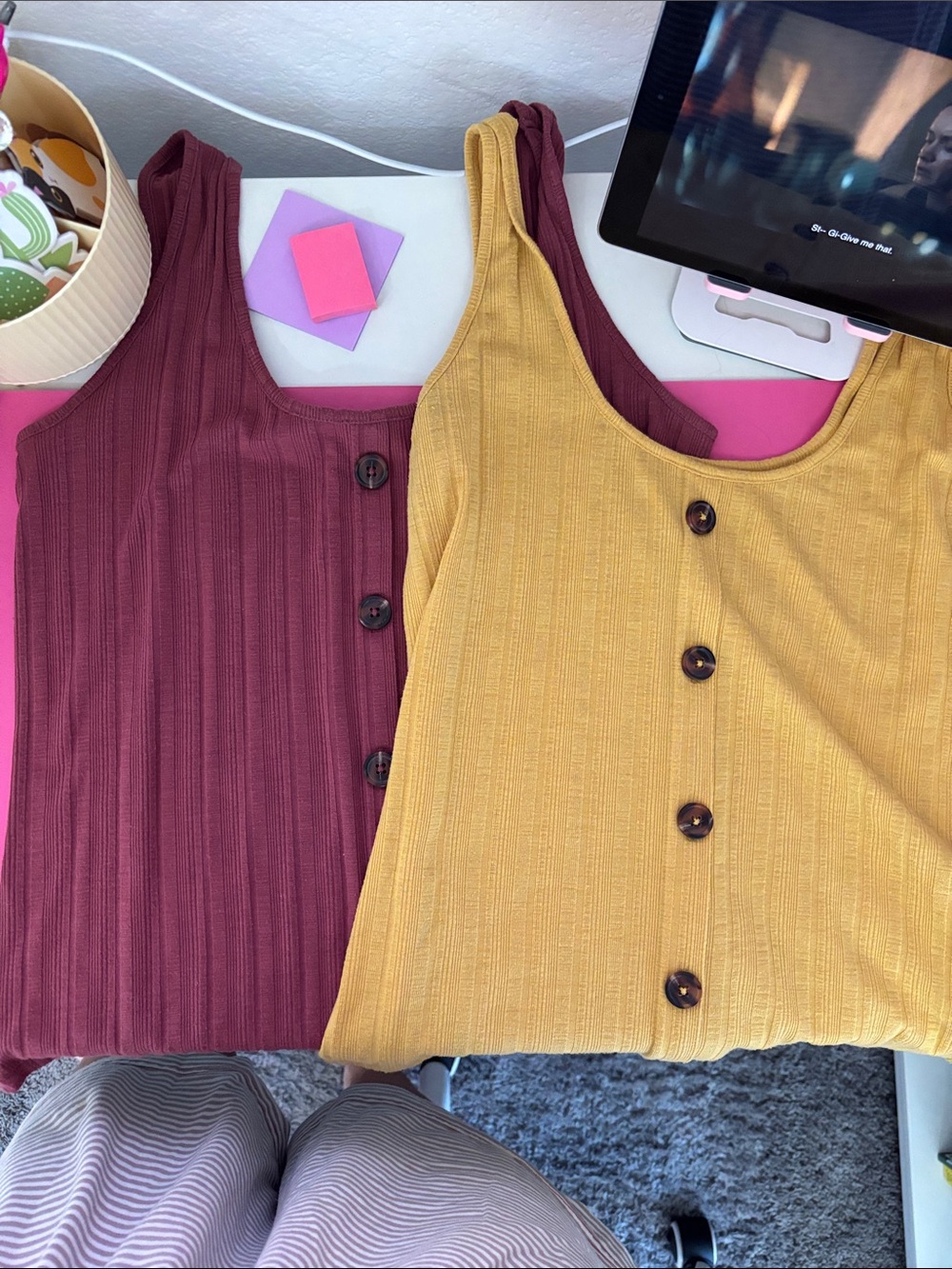 Maurices Ribbed Button-Front Tank Tops